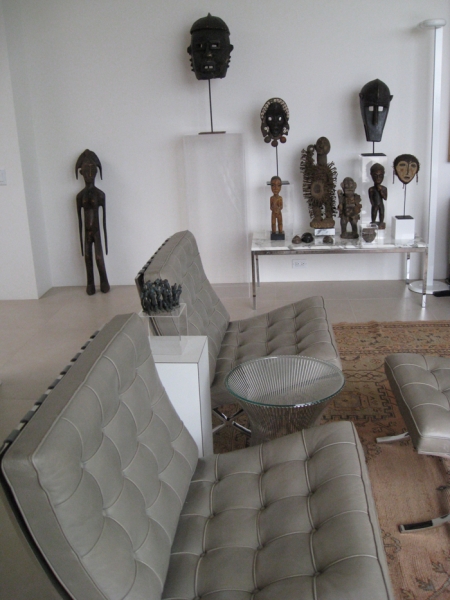 African Art  with Barcelona chairs
